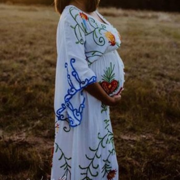 Embroidered Maternity Gown - Picture 6 of 16